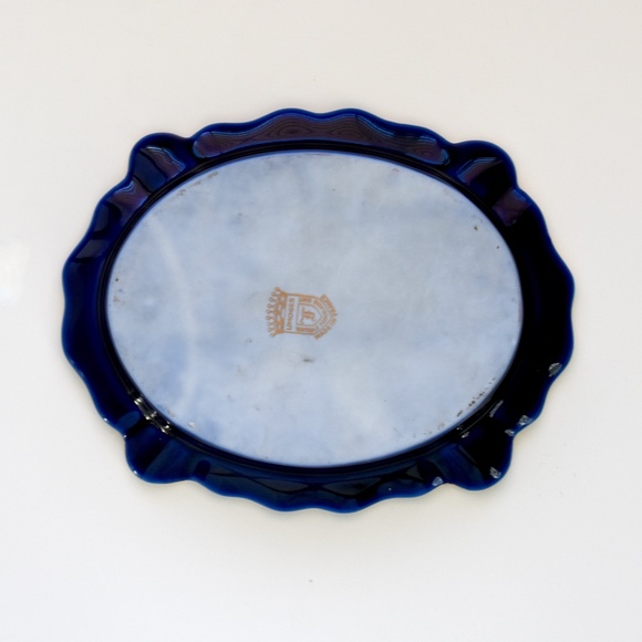 80's Vintage LIMOGES VERITABLE PORCELAINE COBALT BLUE 22k GOLD Plate - Picture 3 of 5